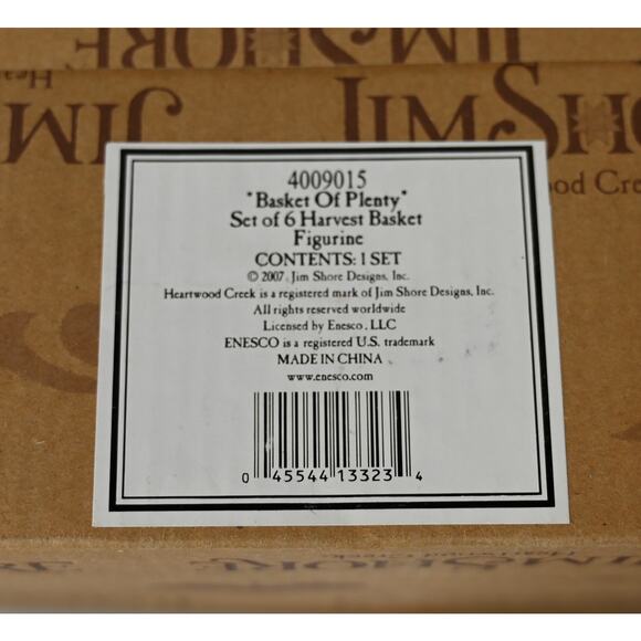 Jim Shore "Basket Of Plenty" 4009015 Set of 6 Harvest Basket Figurine NIB - Picture 8 of 9